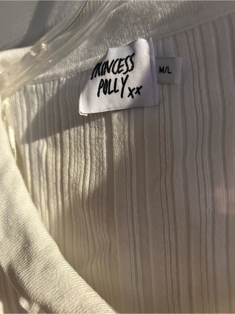 Princess Polly Cream Ribbed Cropped Button-Front Cardigan - Picture 3 of 5